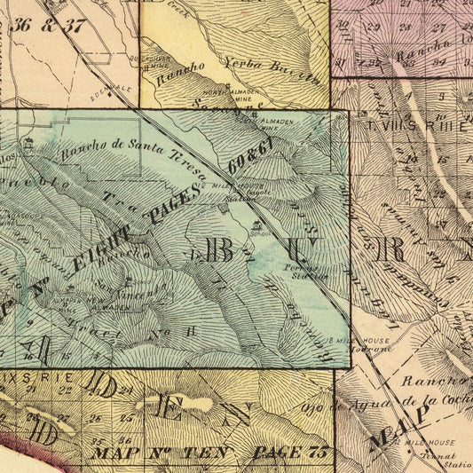 Vintage Map of Santa Clara County, California, 1876