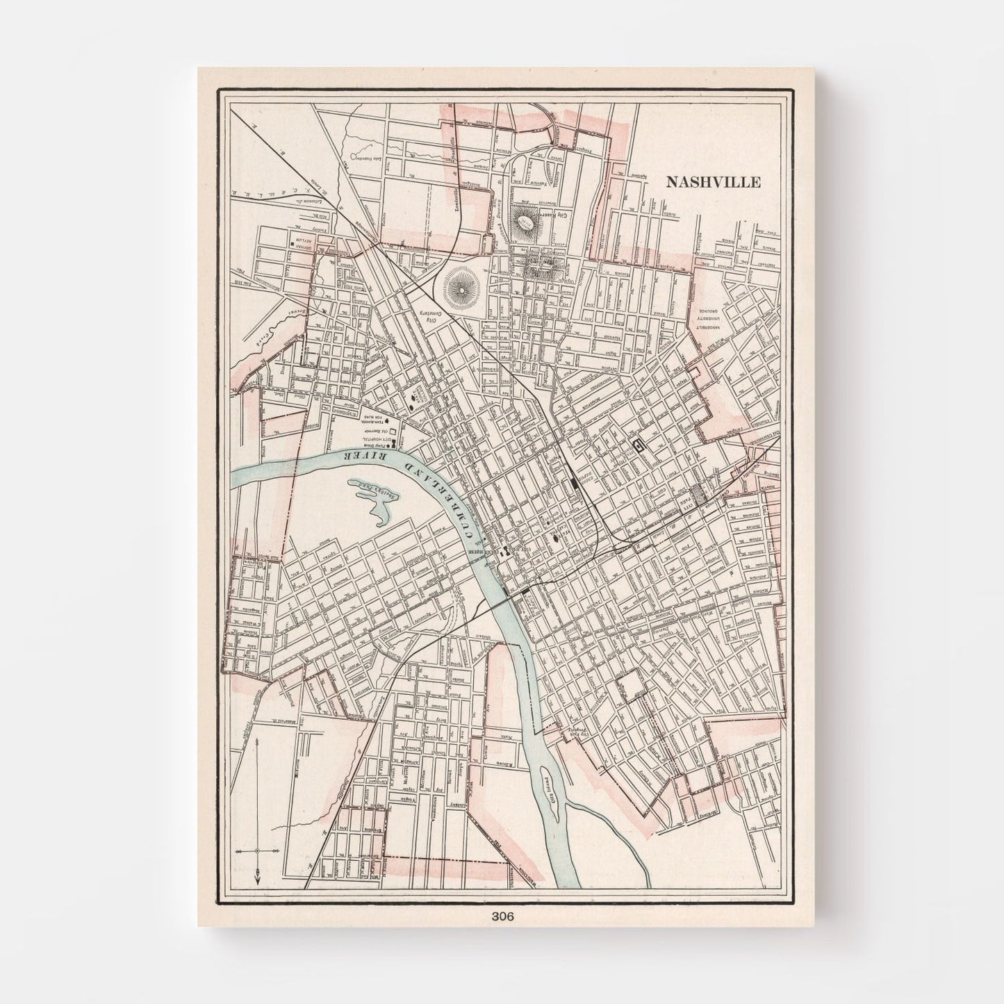 Vintage Map of Nashville, Tennessee, 1901