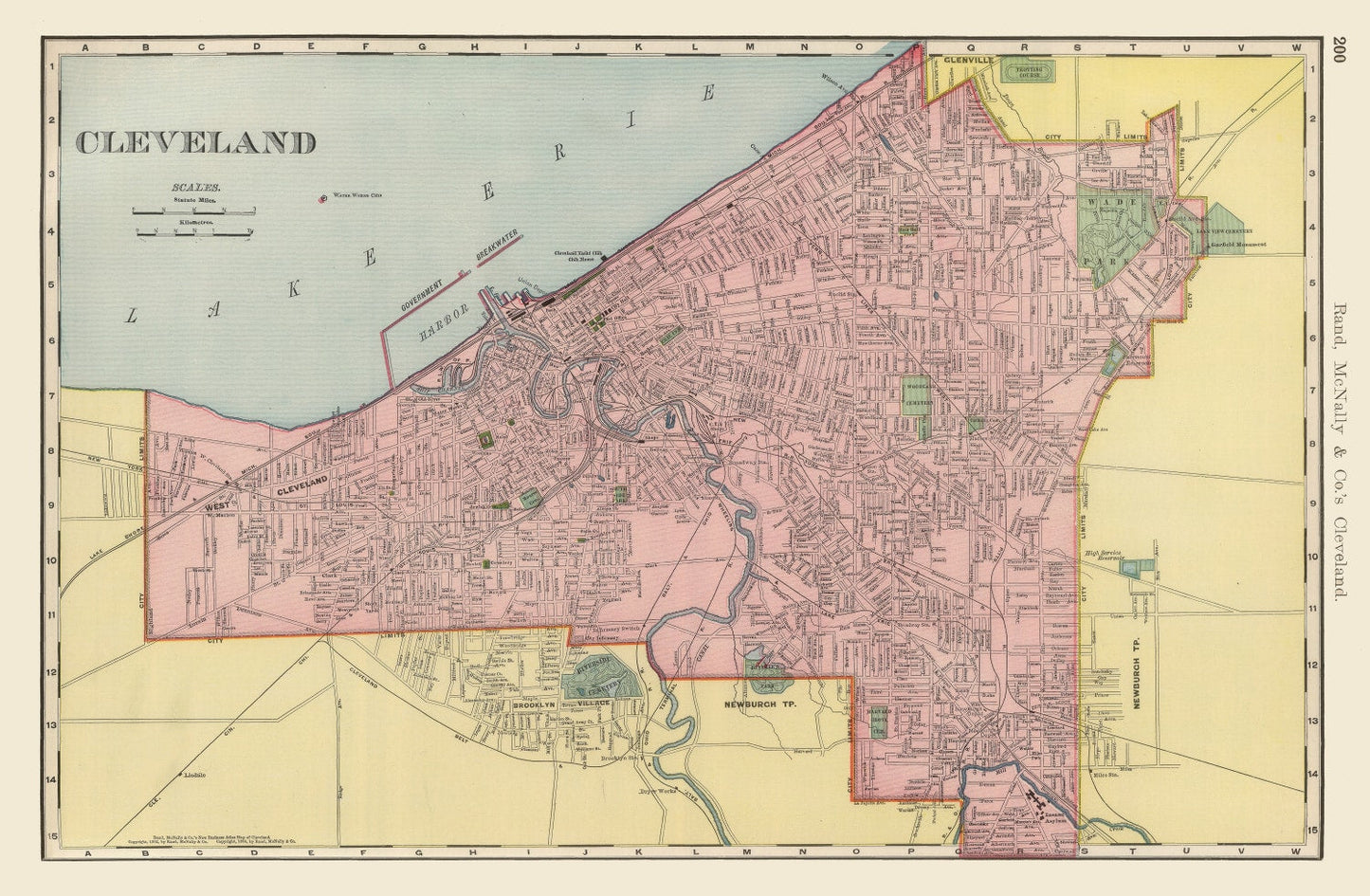 Vintage Map of Cleveland, Ohio 1903