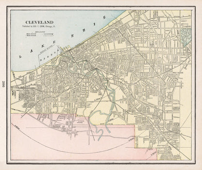 Vintage Map of Cleveland, Ohio 1901