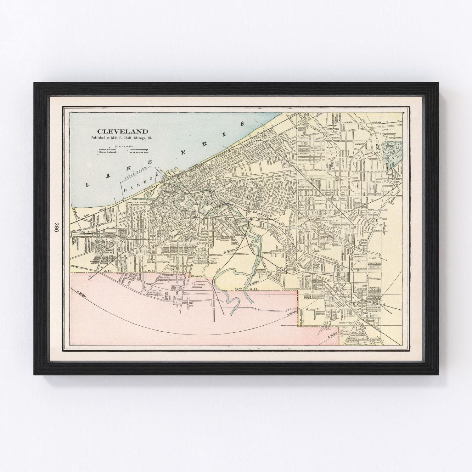 vintage map of Cleveland, Ohio, 1901