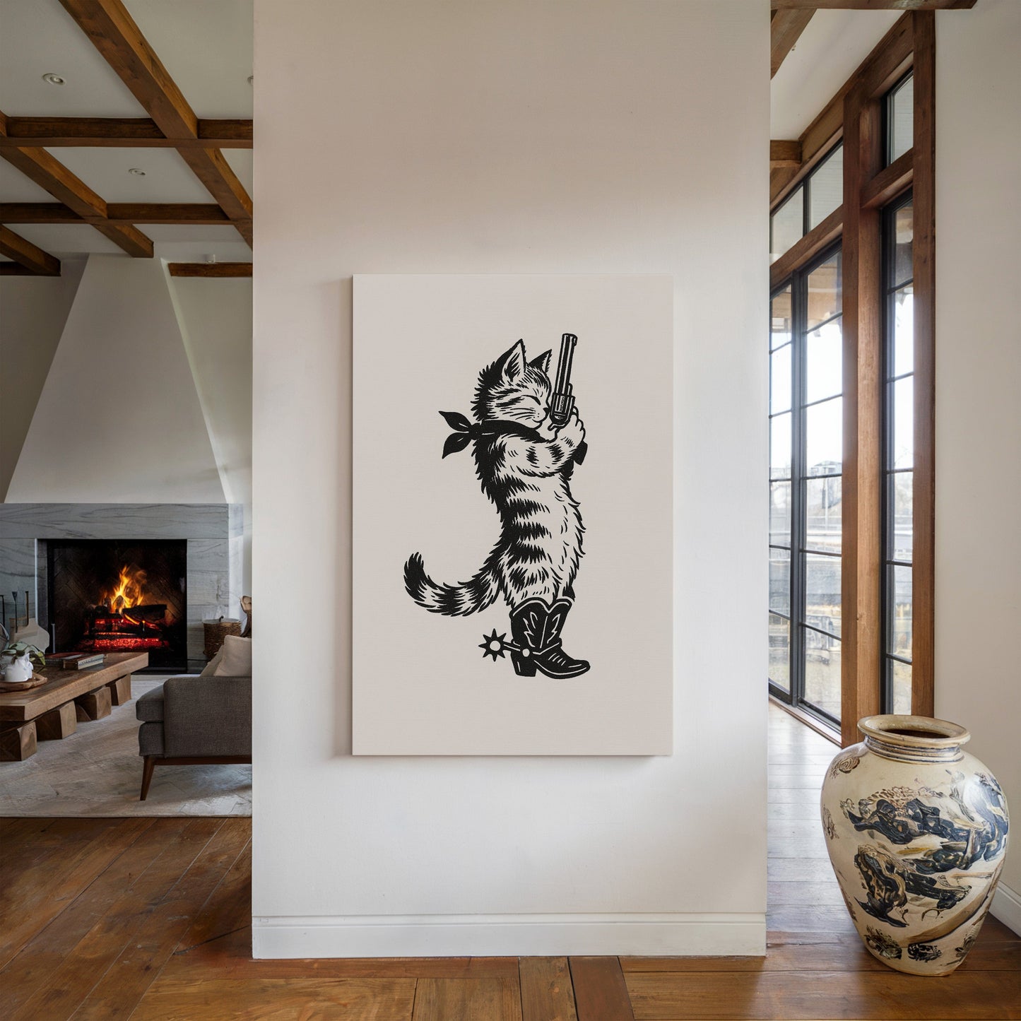 Cowboy Cat Sheriff Western Cat Wall Art Print