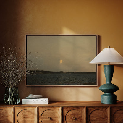 Moonrise Over Quiet Waters Minimalist Seascape Wall Art