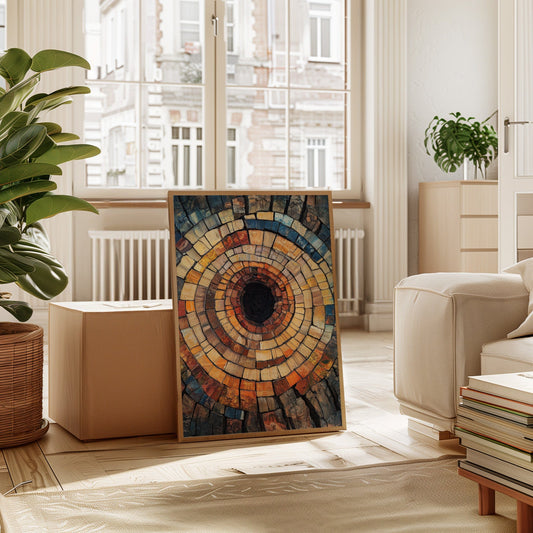 Petrified Wood Spiral Earth Tone Abstract Wall Art