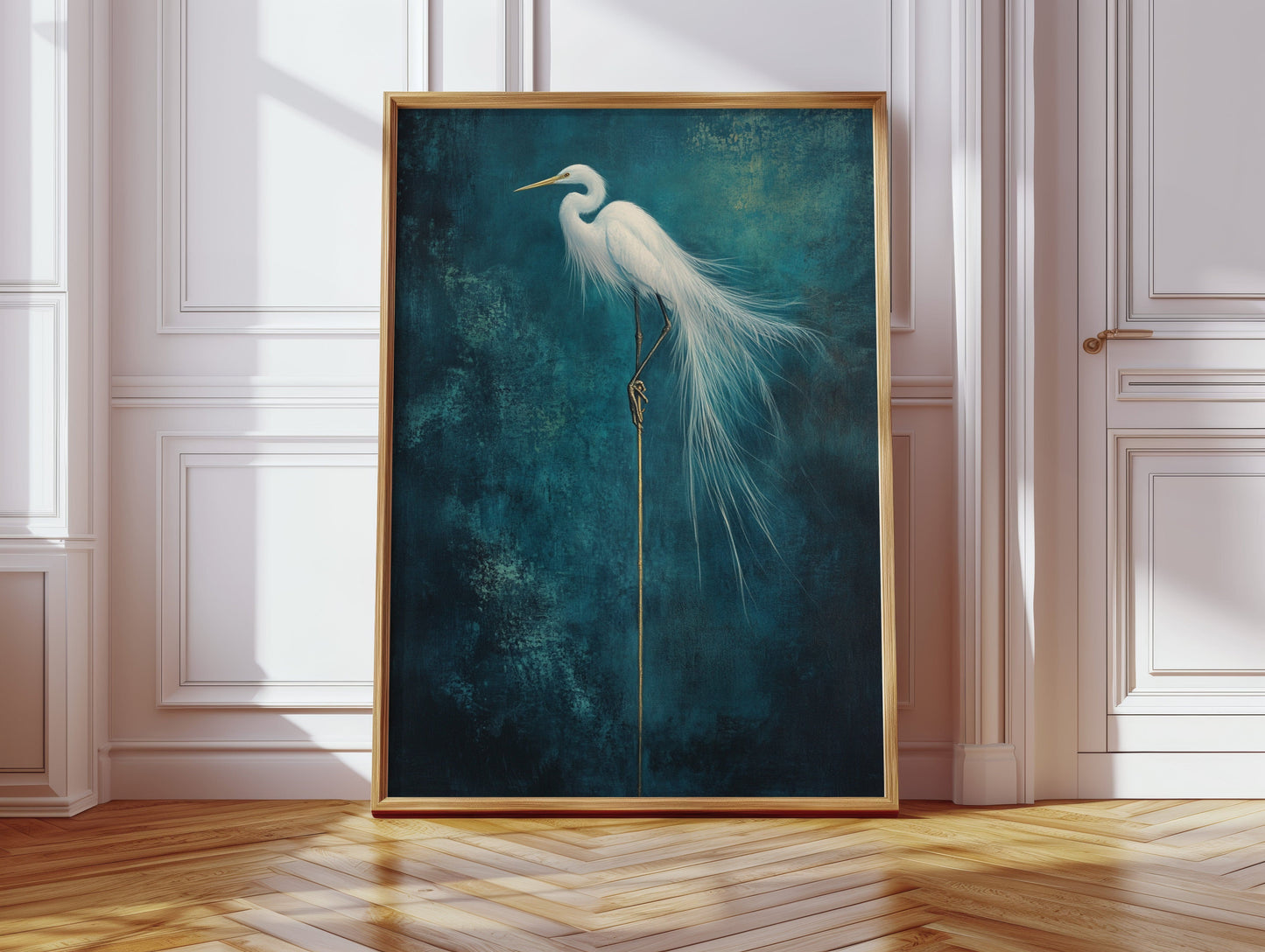 White Egret Wall Art - Minimalist Coastal Bird Print