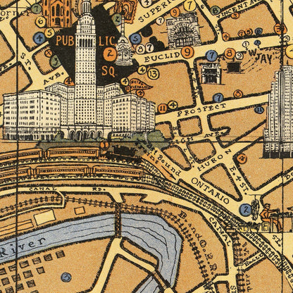 Vintage Map of Cleveland, Ohio 1928