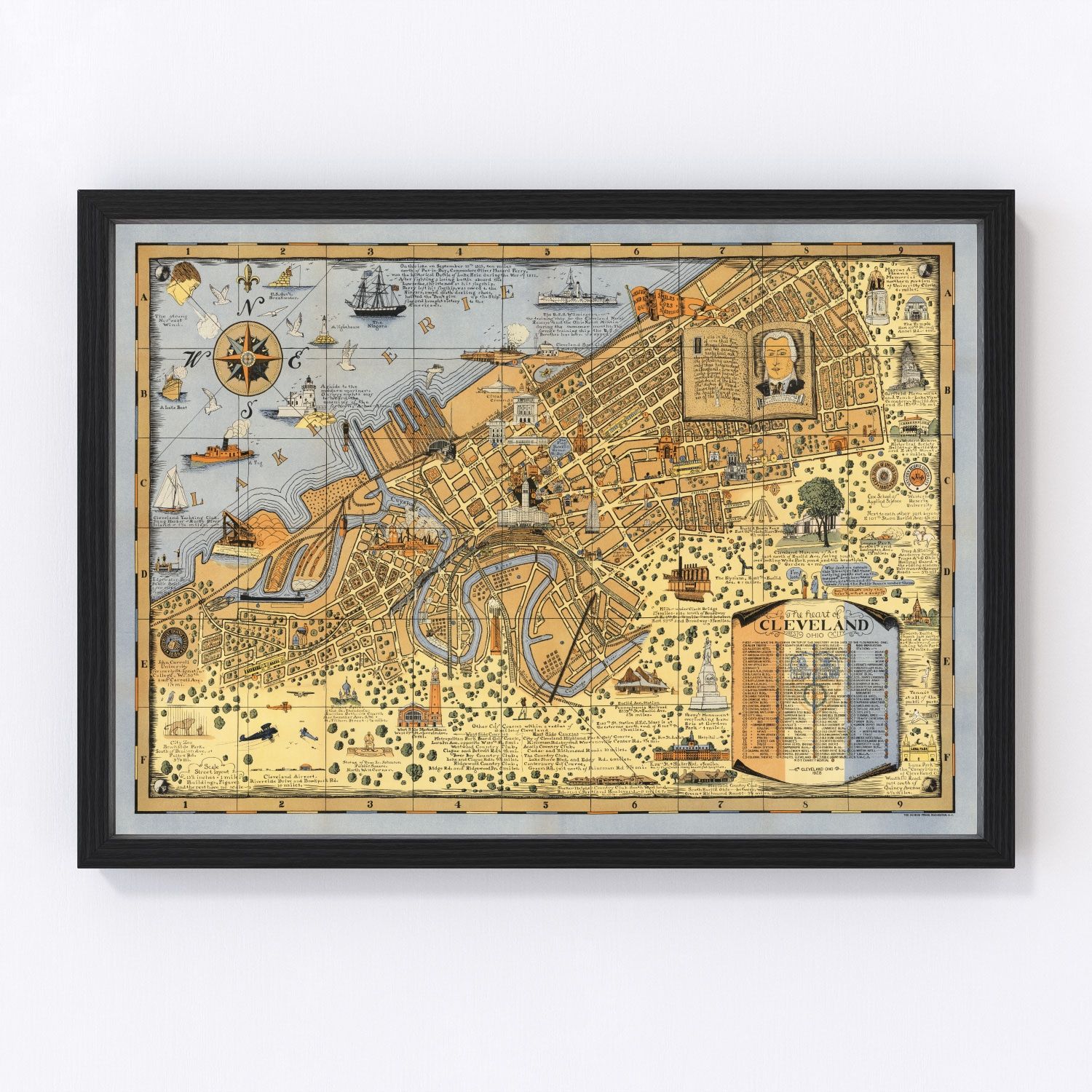 vintage map of Cleveland, Ohio, 1928
