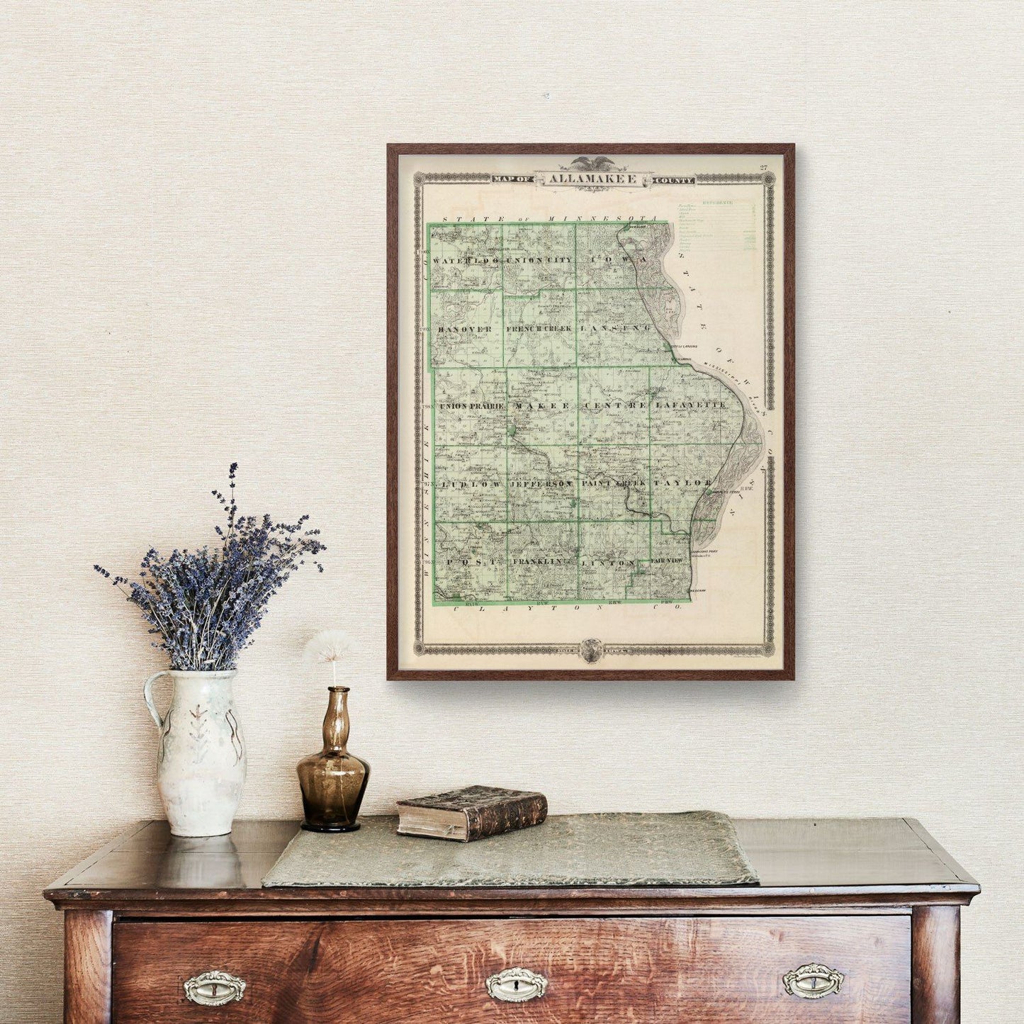 Vintage Map of Allamakee County, Iowa, 1875