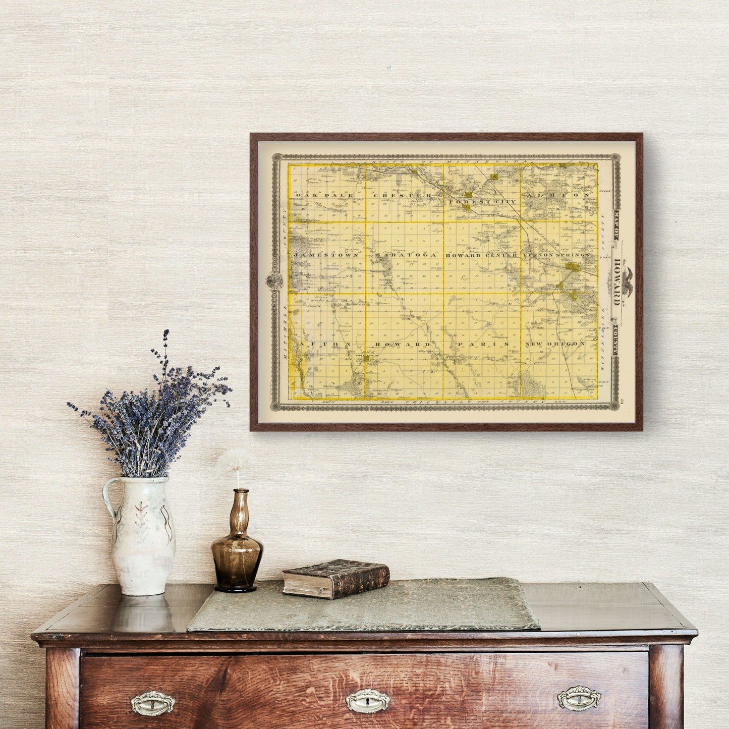 Vintage Map of Howard County, Iowa, 1875