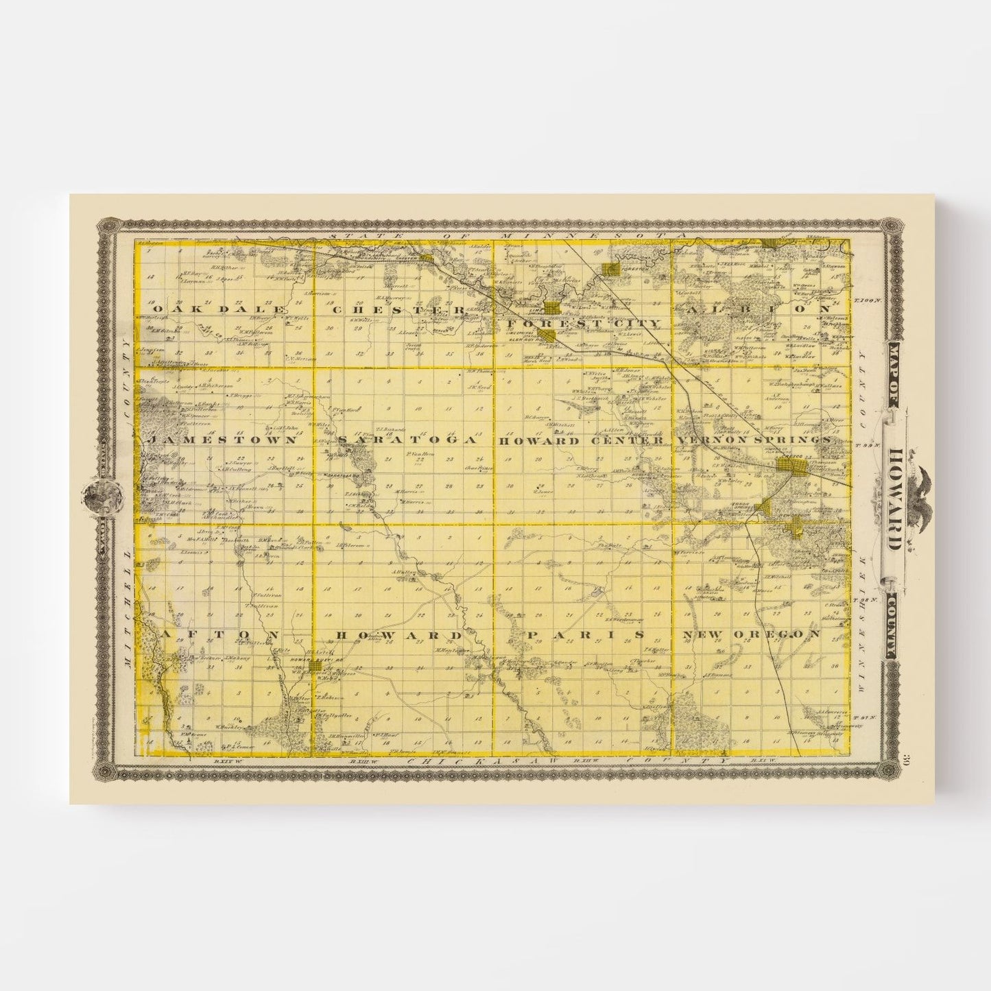 Vintage Map of Howard County, Iowa, 1875
