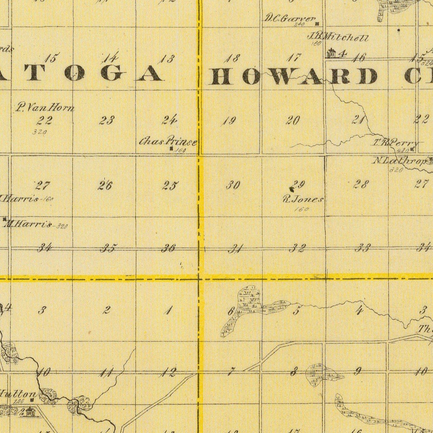 Vintage Map of Howard County, Iowa, 1875