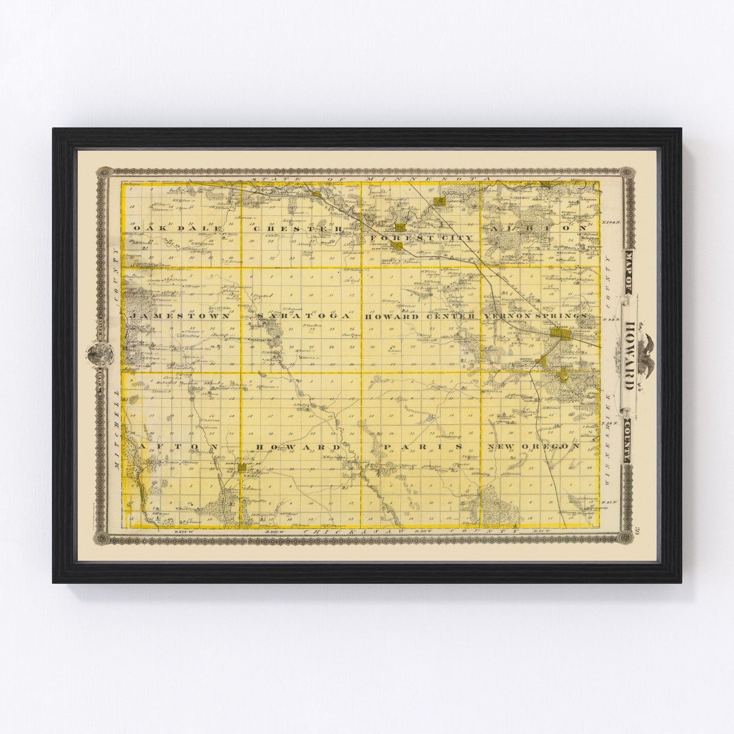 Vintage map of Howard County, Iowa, 1875