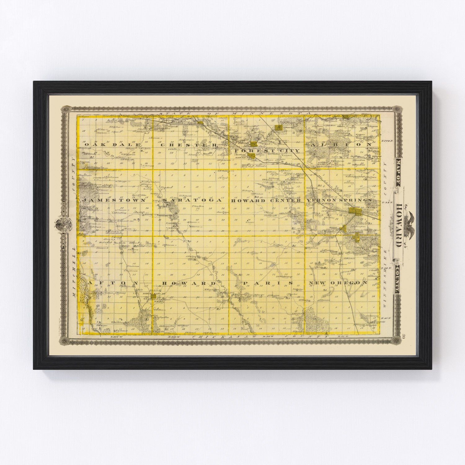Vintage map of Howard County, Iowa, 1875