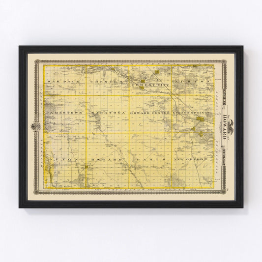 Vintage map of Howard County, Iowa, 1875