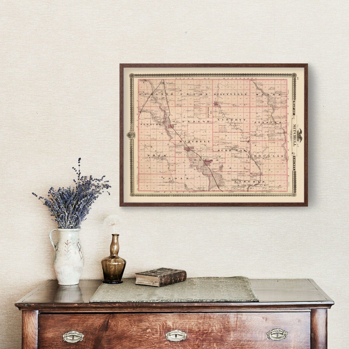 Vintage Map of Mitchell County, Iowa, 1875