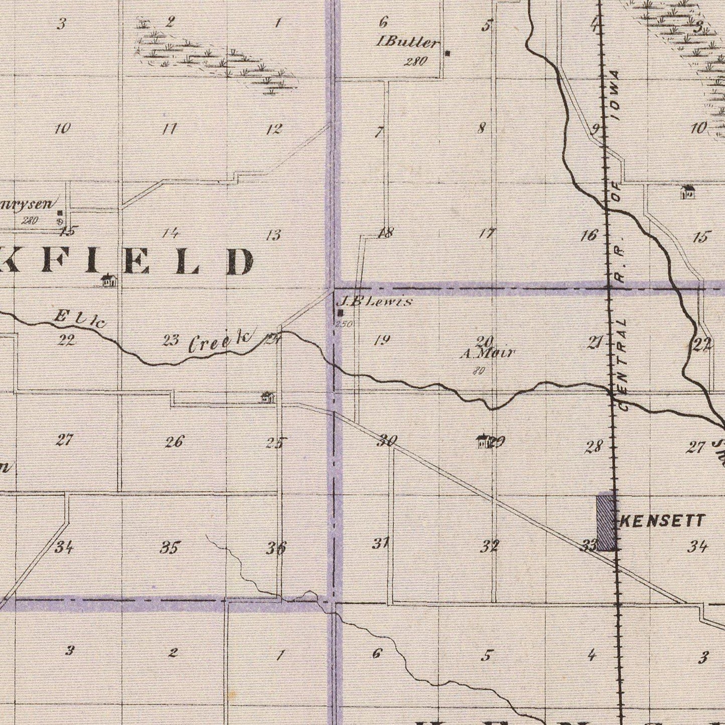 Vintage Map of Worth County, Iowa, 1875