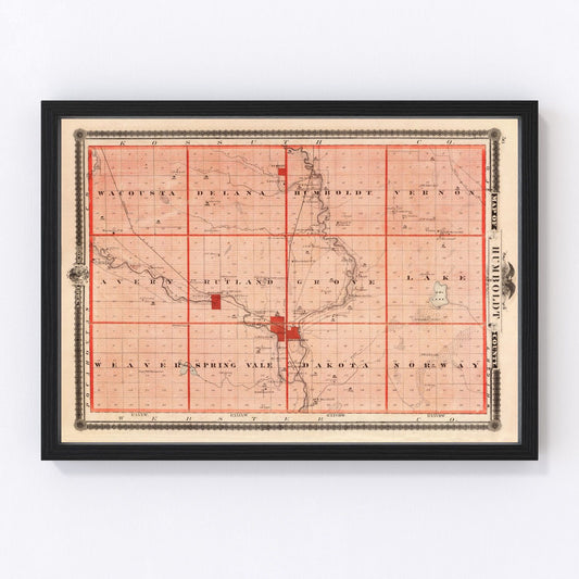vintage map of Humboldt County, Iowa, 1875