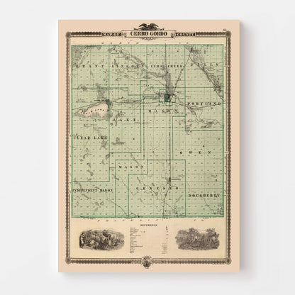 Vintage Map of Cerro Gordo County, Iowa, 1875