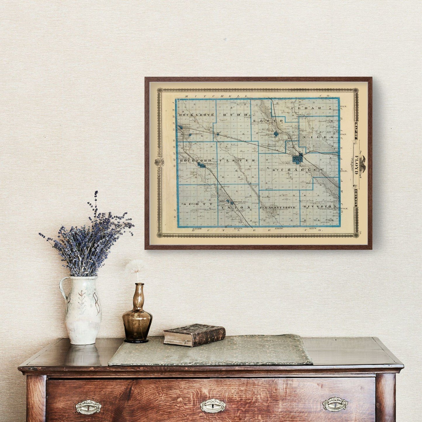 Vintage Map of Floyd County, Iowa, 1875