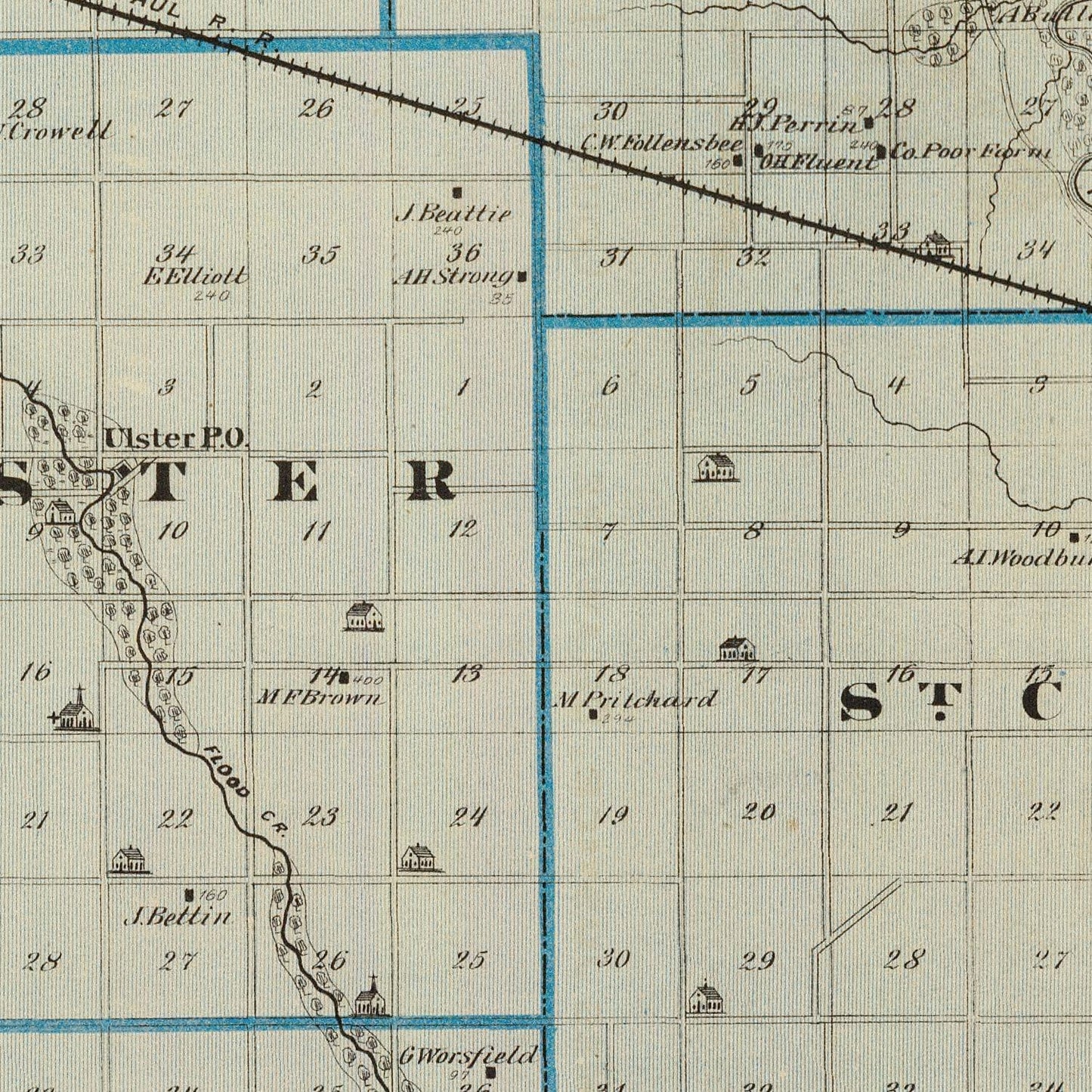 Vintage Map of Floyd County, Iowa, 1875