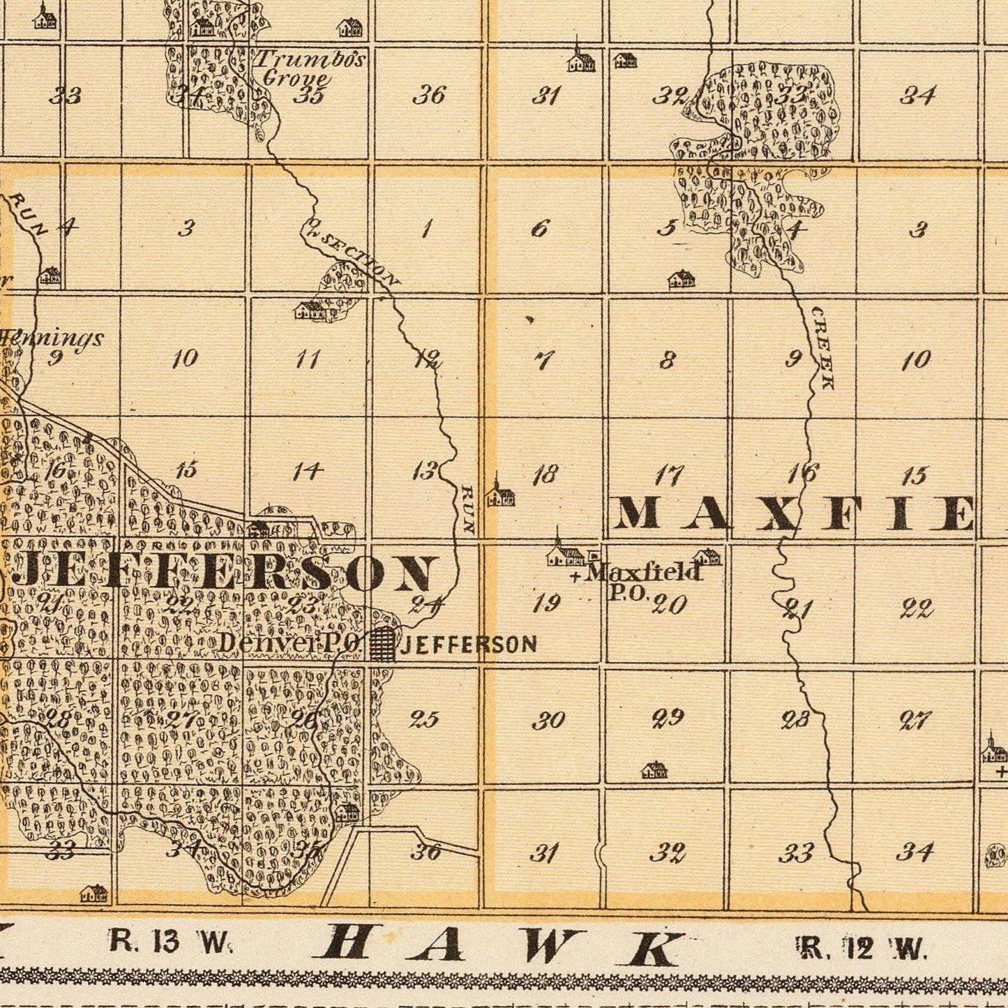 Vintage Map of Bremer County, Iowa, 1875