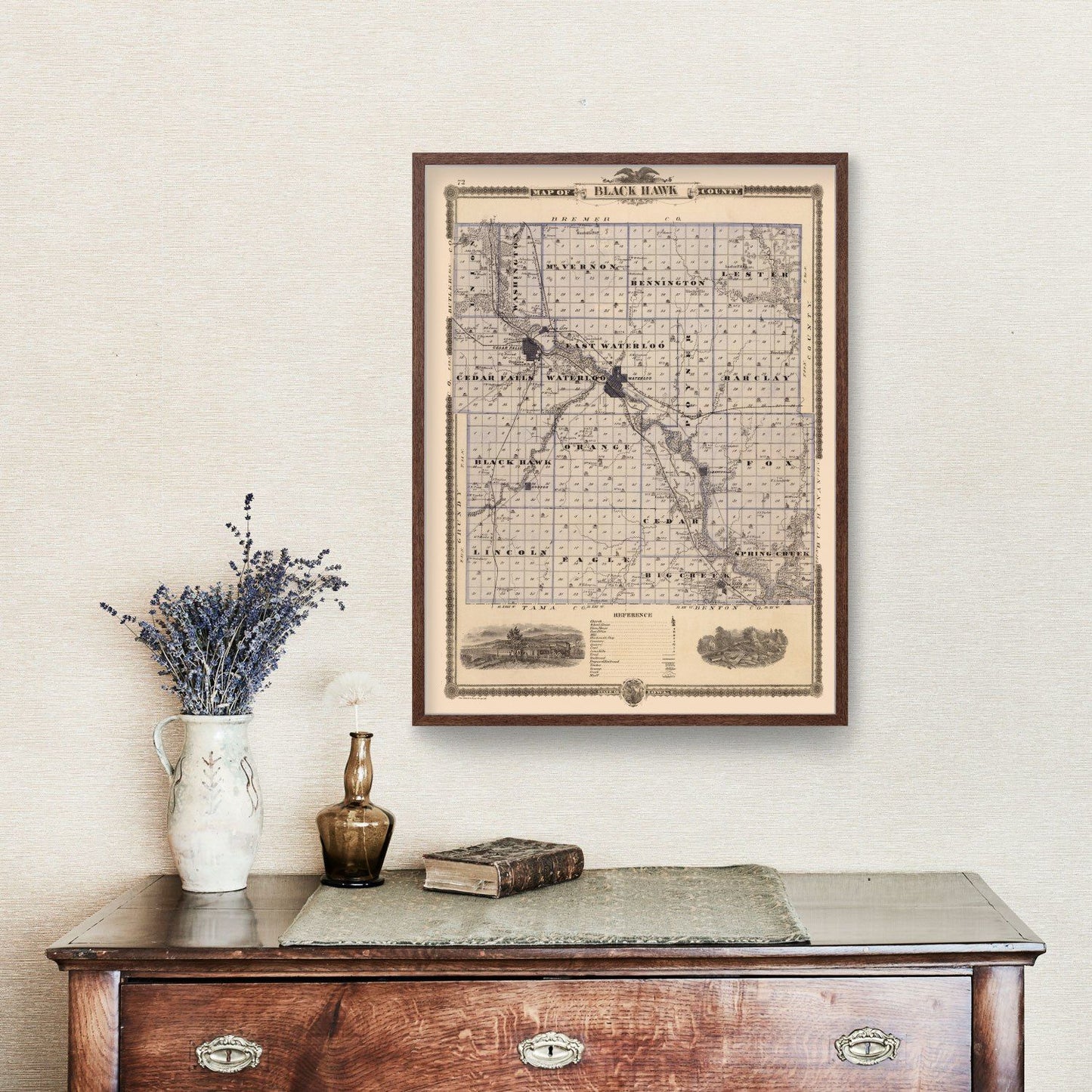Vintage Map of Black Hawk County, Iowa, 1875