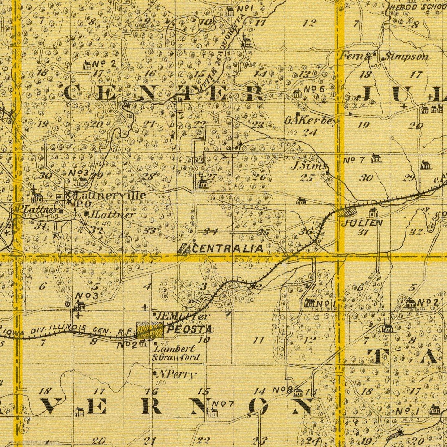 Vintage Map of Dubuque County, Iowa, 1875