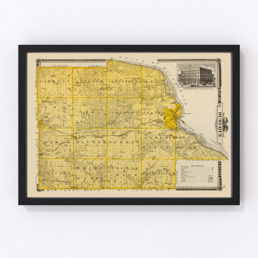 Vintage map of Dubuque County, Iowa, 1875