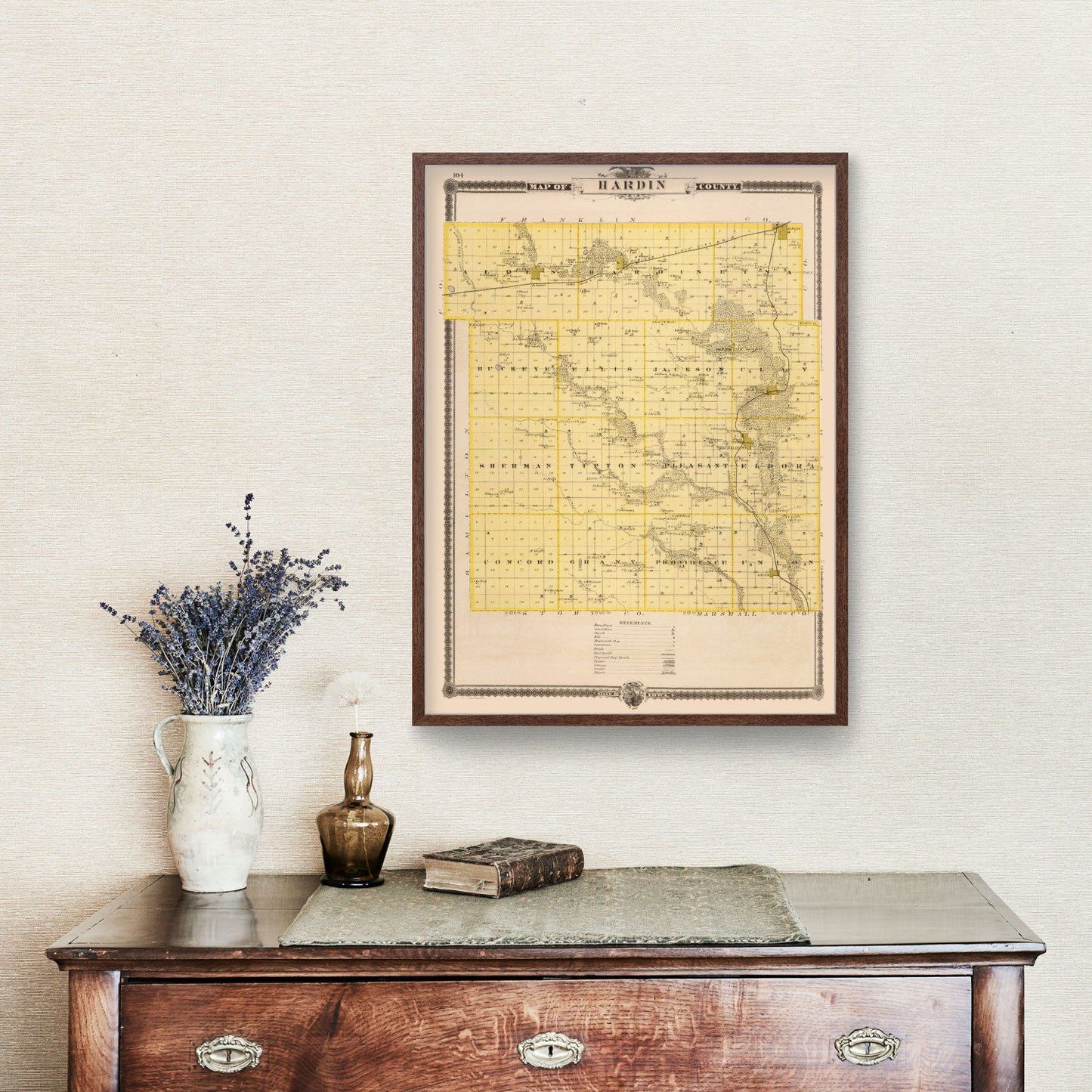 Vintage Map of Hardin County, Iowa, 1875