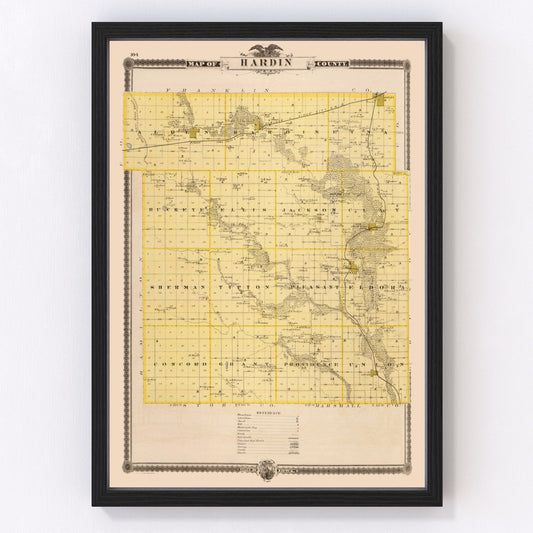 Vintage map of Hardin County, Iowa, 1875