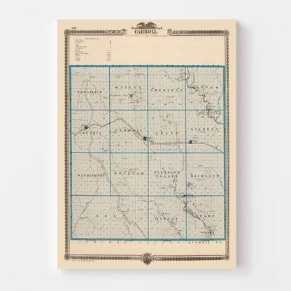 Vintage Map of Carroll County, Iowa, 1875