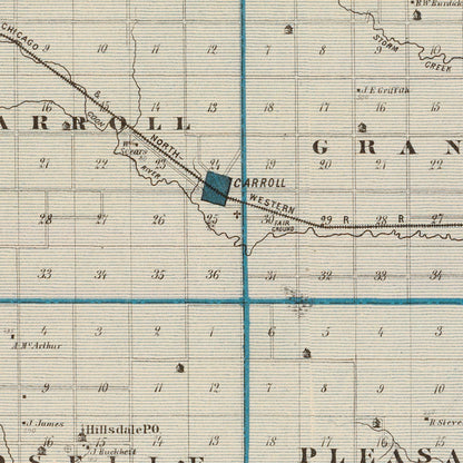 Vintage Map of Carroll County, Iowa, 1875