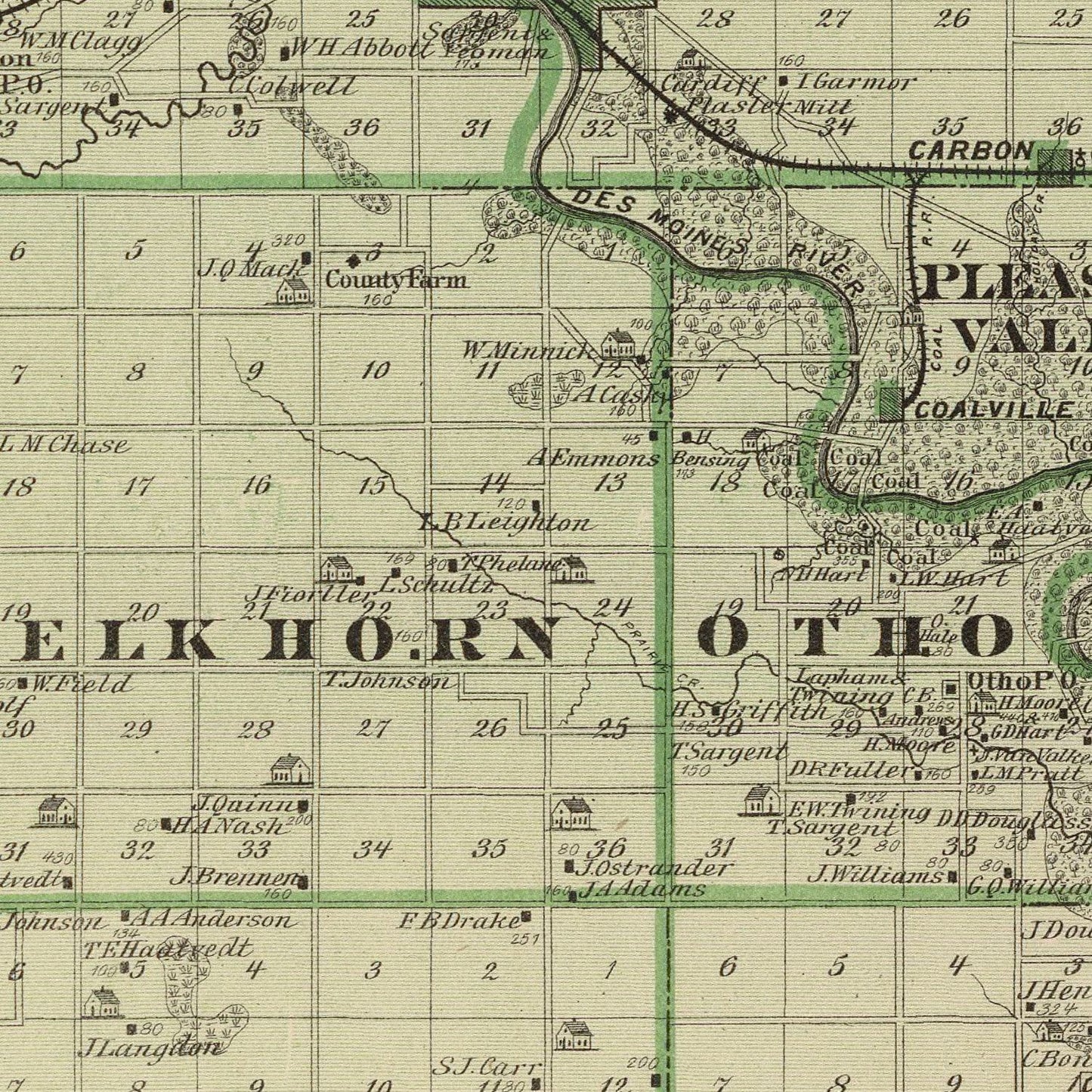 Vintage Map of Webster County, Iowa 1875