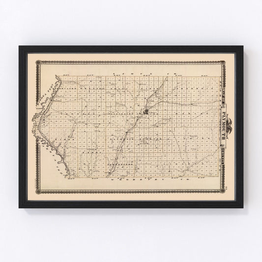 vintage map of Plymouth County, Iowa, 1875