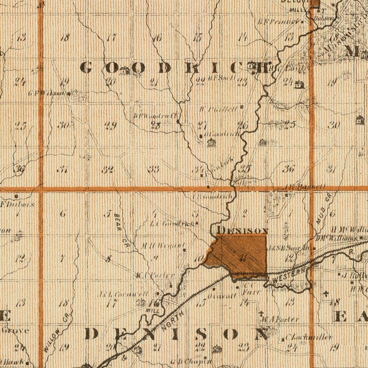 Vintage Map of Crawford County, Iowa 1875