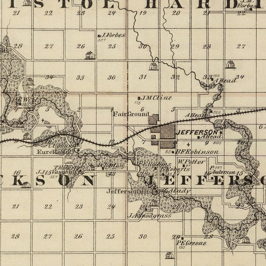 Vintage Map of Greene County, Iowa, 1875