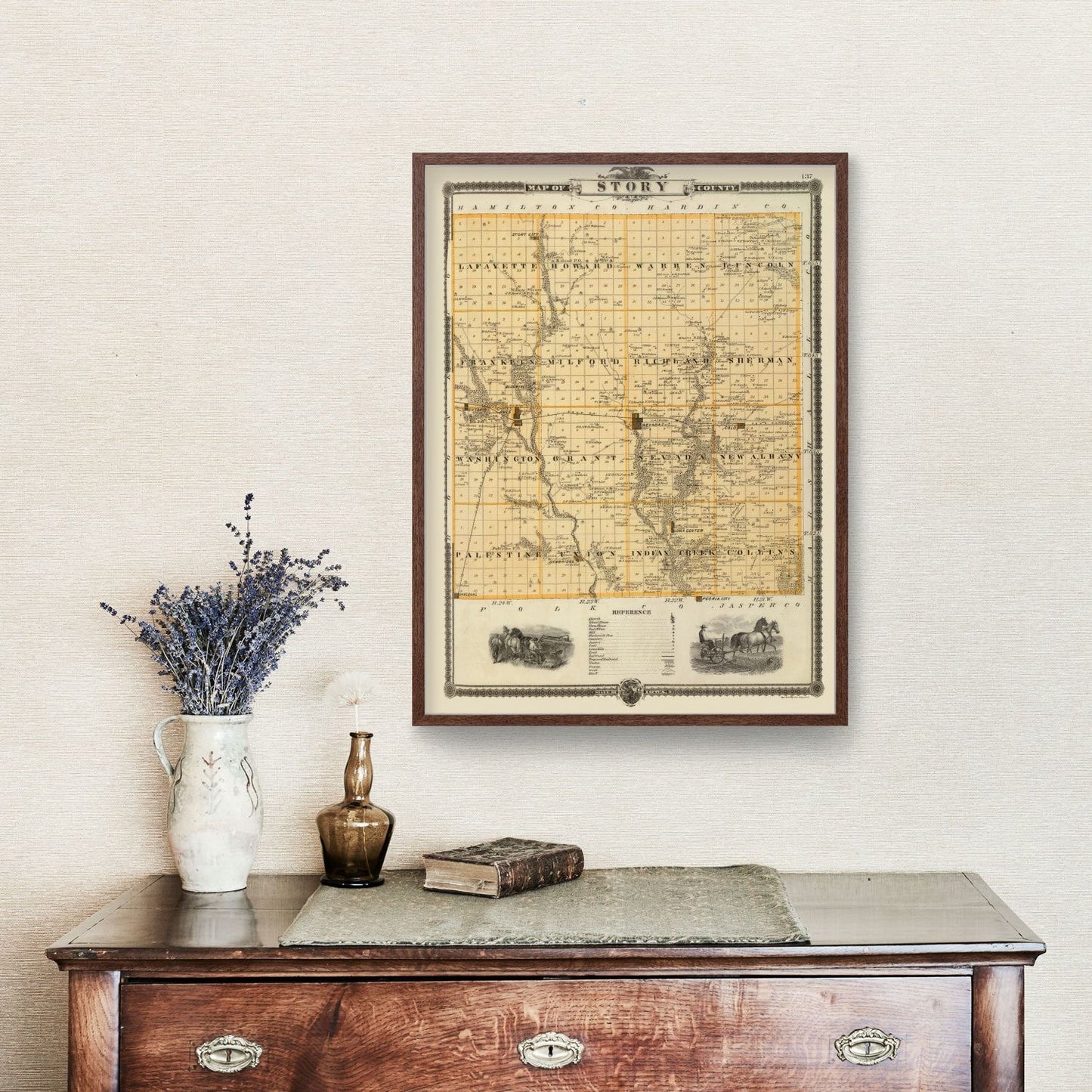 Vintage Map of Story County, Iowa, 1875
