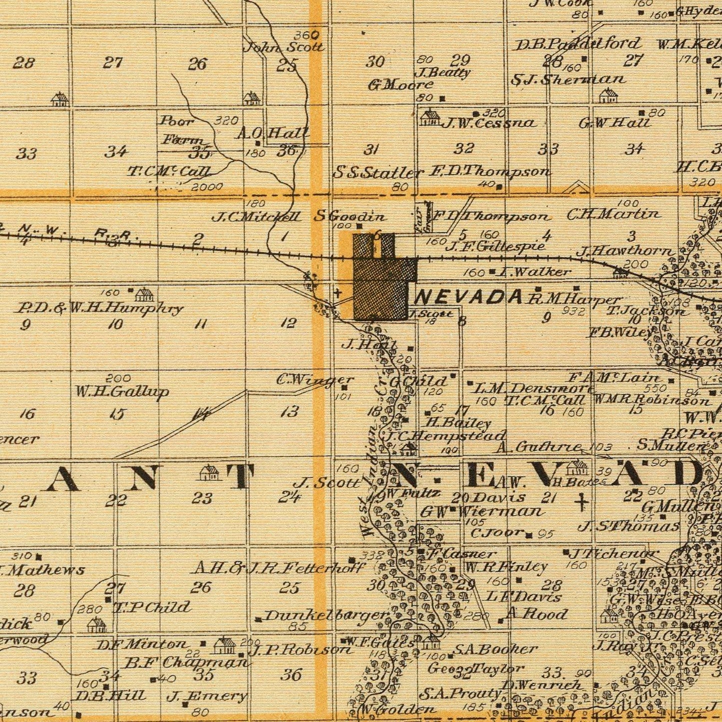 Vintage Map of Story County, Iowa, 1875