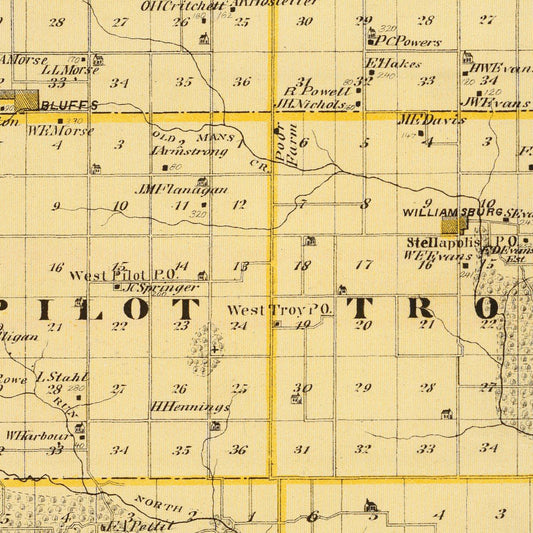 Vintage Map of Iowa County, Iowa, 1875