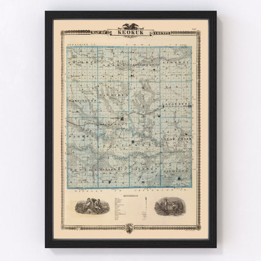 Vintage map of Keokuk County, Iowa, 1875