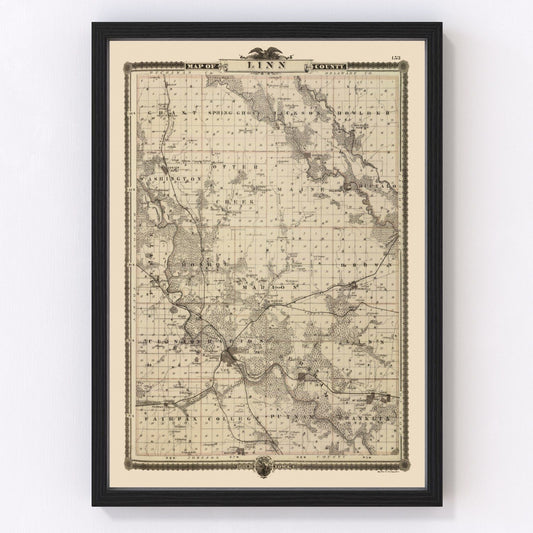 Vintage map of Linn County, Iowa, 1875