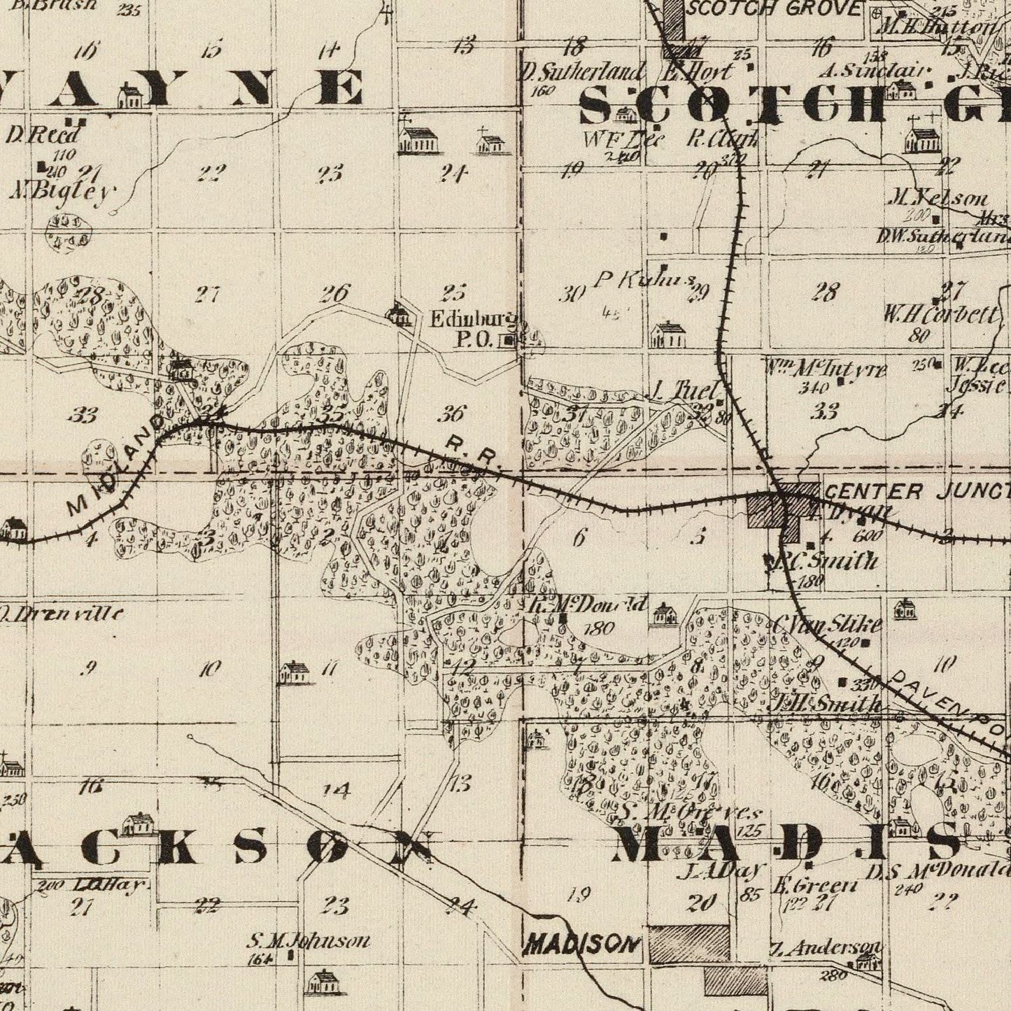 Vintage Map of Jones County, Iowa, 1875