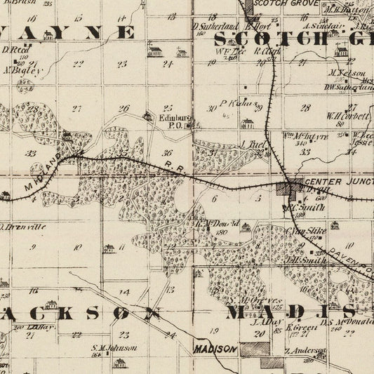 Vintage Map of Jones County, Iowa, 1875