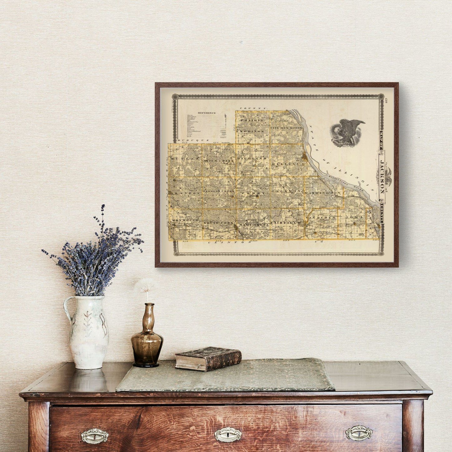 Vintage Map of Jackson County, Iowa, 1875