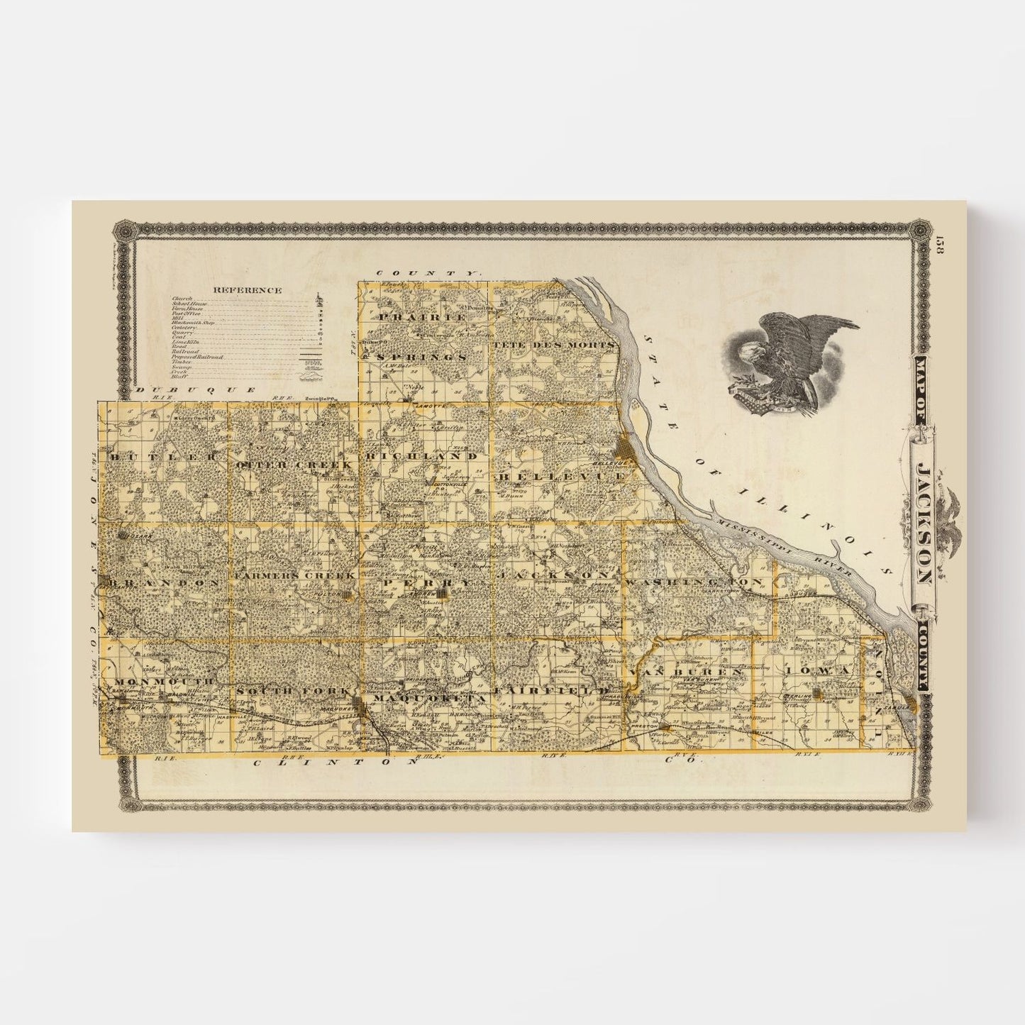 Vintage Map of Jackson County, Iowa, 1875