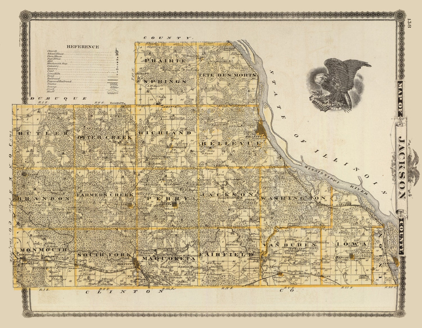 Vintage Map of Jackson County, Iowa, 1875