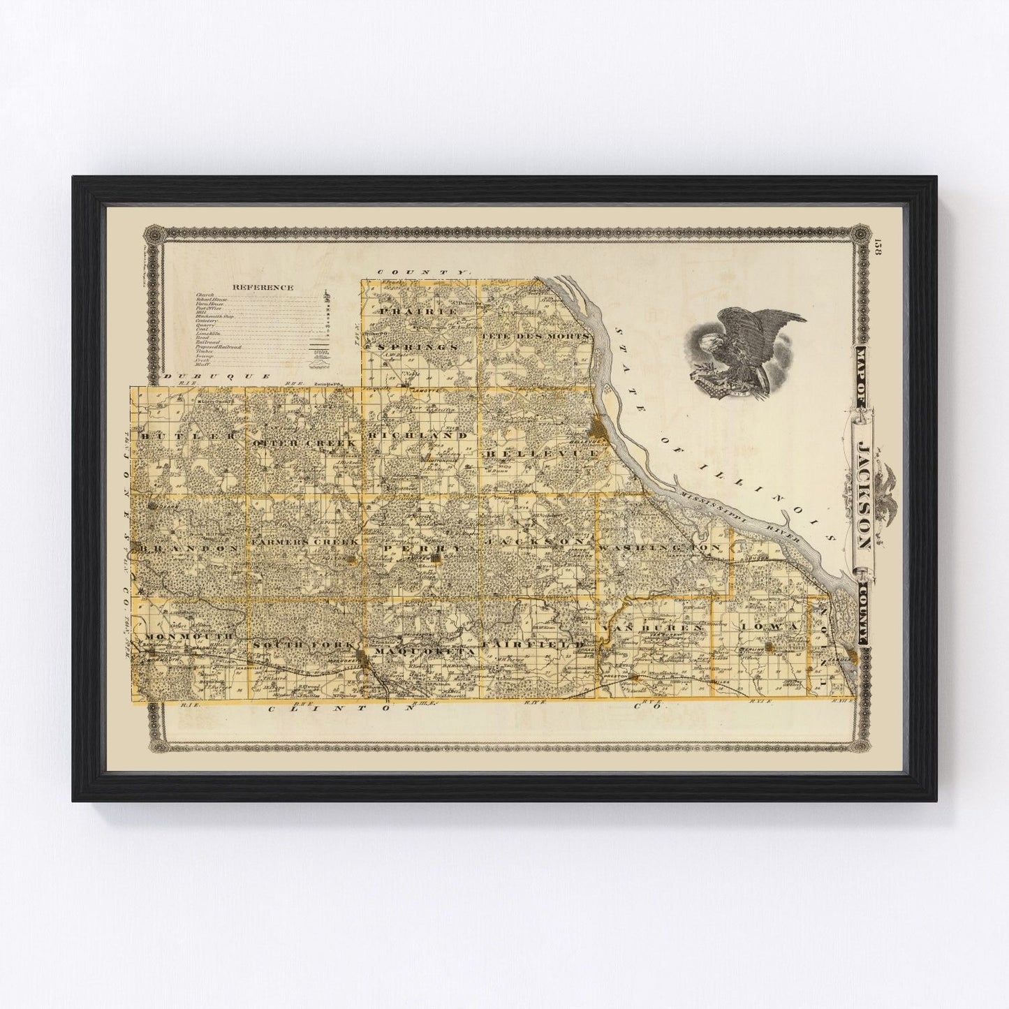 Vintage map of Jackson County, Iowa, 1875