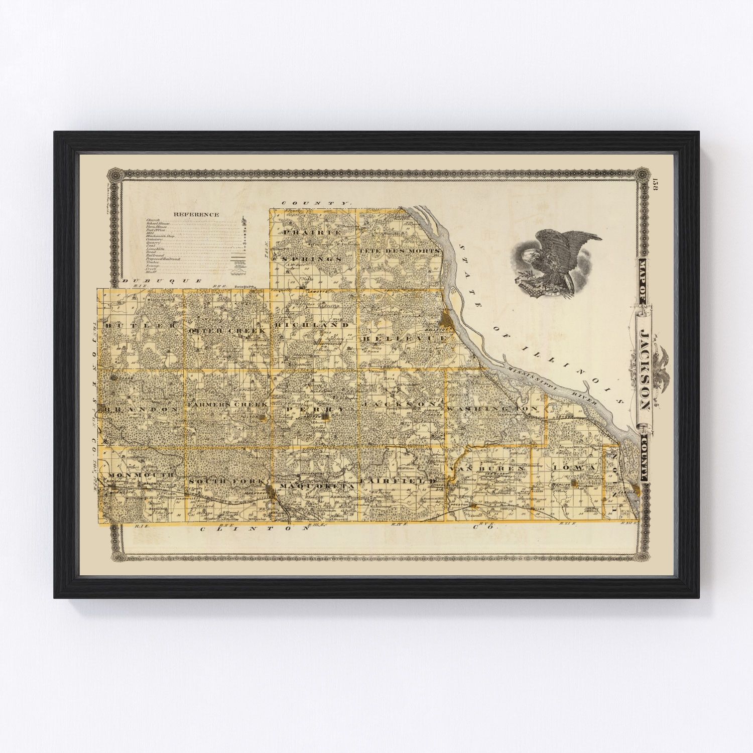 Vintage map of Jackson County, Iowa, 1875
