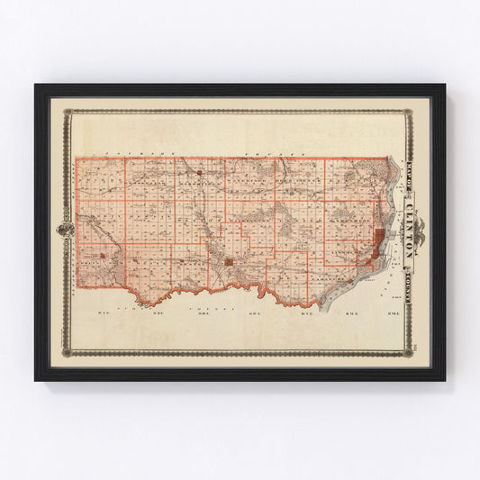 Vintage map of Clinton County, Iowa, 1875