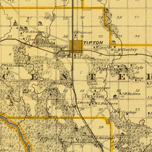 Vintage Map of Cedar County, Iowa, 1875